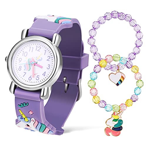 UKCOCO Einhorn-Uhrenarmband:3D-Cartoon Analoguhr Für ädchen Im Alter 3–10 Jahren von UKCOCO