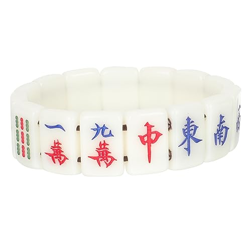 UKCOCO Elastisches Mahjong Armband aus Langlebigem mit Tiefgravierten Spielstein Motiven Dehnbar und Formbeständig Modisches Schmuckstück für Alltag Party Valentinstag und Geschenkidee von UKCOCO