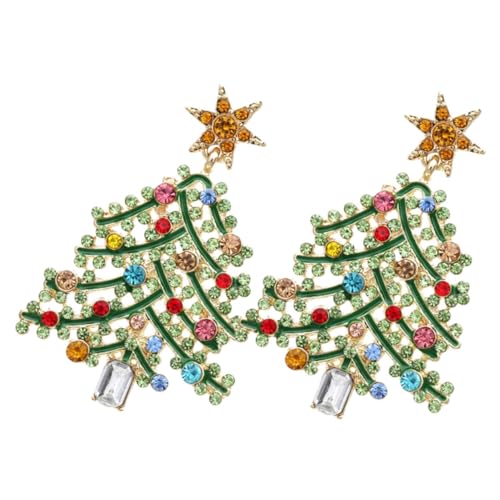 UKCOCO Extravaganter Weihnachtsbaum Ohrstecker Damen mit Funkelnden Strasssteinen Kreatives Hohlraum Design Festliche Statement Ohrringe für Mädchen und Frauen für Weihnachtsfeier und von UKCOCO