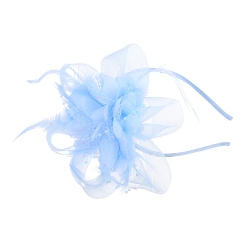 UKCOCO Hochzeit Fascinator Haarclip Haarschmuck Mit Schleier Für Frauen Leichter Atmungsaktiver Fascinator Haartband Vintage Design Für Tea Party Und Besondere Anlässe in Hellblau von UKCOCO