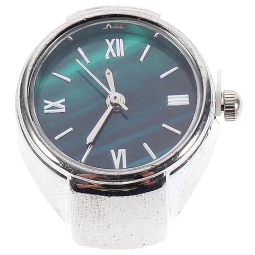 UKCOCO Mini-fingeruhr Mit Römischen Ziffern Ringuhr Aus Zinklegierung Kleine Damen Herren Uhr Leichtes Accessoire Für Alltag Und Party Grün Und Silberfarbene Optionen von UKCOCO