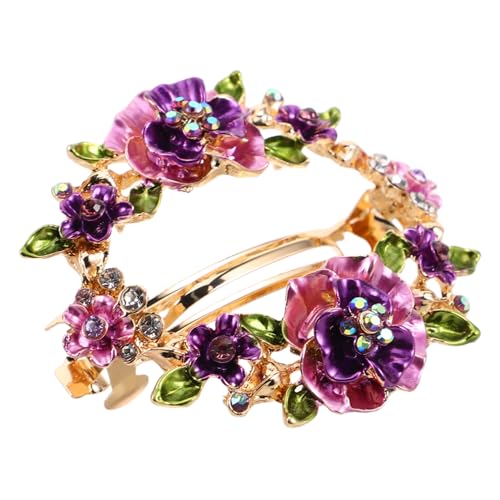 UKCOCO Floral Haarklammer Vintage mit Strasssteinen Frühling Haarclip für Damen Vielseitig für Dutt Pferdeschwanz Langlebiger Federverschluss Blumenmotiv Modisches Haarschmuckaccessoire von UKCOCO