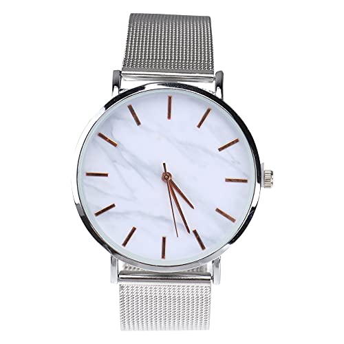 UKCOCO Damenuhr Mode Frauen Marmor Uhr Armband Kleid Uhr Quarz Armbanduhr Damen Casual Business Uhr (Silber) von UKCOCO