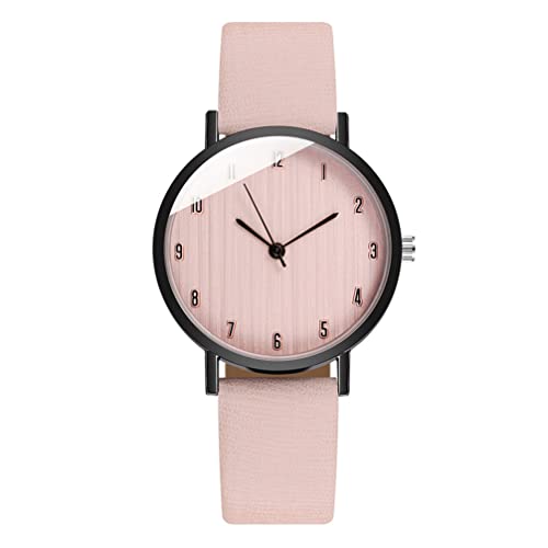 UKCOCO Kinderspielzeug Frauen Handgelenk Watch Lederband Wache Edelstahl Leder Watch Leicht zu Lesen Uhr Watch ?e Gesichtsnummer Uhr Womens Geschenke Rosa Spielzeug von UKCOCO