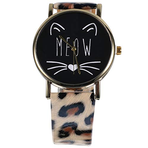 UKCOCO Anschauen Armbanduhr Betrachten Kawaii Teenager Uhr Uhr Uhren Mit Lederarmband Modeuhr Für Mädchen Cartoon-frauenuhr Katzenuhr Pu Student Lederuhr Legierung von UKCOCO