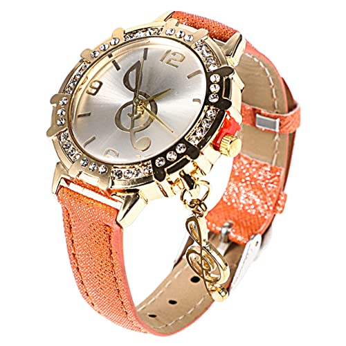 UKCOCO Damen Armbanduhr Verstellbar mit Atmungsaktivem Lederarmband und Dekorativem Zifferblatt Quarz Freizeituhr für Mädchen und Frauen Stilvolles Accessoire für Alltag und Besondere Anlässe von UKCOCO