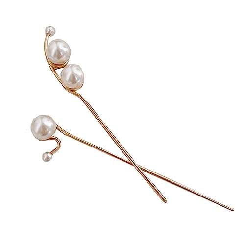 UKCOCO Haarstäbchen mit Perlen 2 Stück Chignon Pin Haaraccessoires für Damen Haarstäbe aus Metall für Hochzeiten Dinnerpartys und Alltag von UKCOCO
