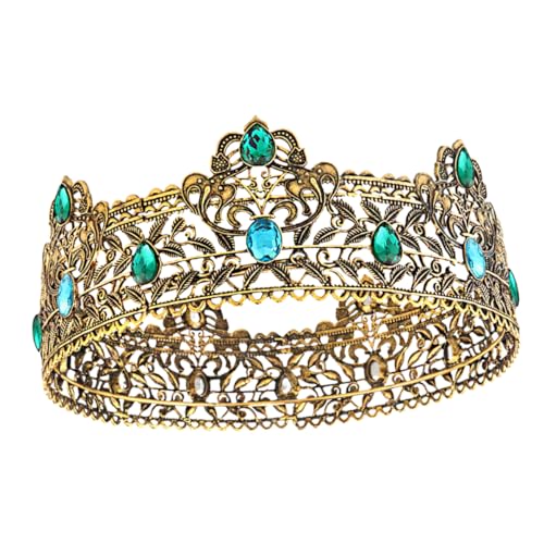 UKCOCO Herren Krone Für Männer Dekorative Retro Krone Für Hochzeiten Partys Und Cosplay Metallische Kopfzier Mit Blauen Kristallen Geschenk Für Geburtstage Und Besondere Anlässe von UKCOCO
