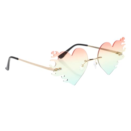 UKCOCO Herzförmige Randlose Party Sonnenbrille aus Goldenem Metall für Damen und Herren Modisch Langlebig Auffällig für Strand und Festival Events von UKCOCO