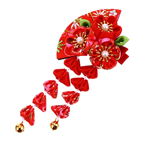 UKCOCO Japanischer Haarschmuck Tassel Haarclip mit Glockendesign Fächerförmiger Kopfschmuck Quasten Haaraccessoire für Frauen und Mädchen Traditioneller Cosplay Haarschmuck für von UKCOCO