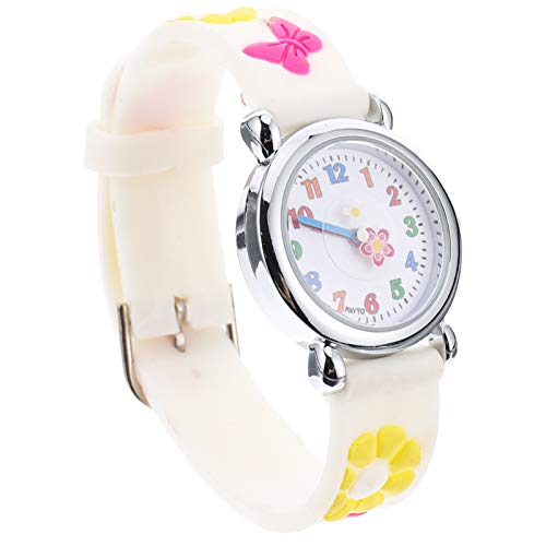 UKCOCO Armbanduhr Cartoon Uhr Für Kinder Blumenmusteruhr Kinder Quarzuhr Kinder Beobachten Kinder wasserdichte Uhr Hängende Uhr Taschenuhren Weiß Kieselgel Niedlich Kleinkind Armband von UKCOCO