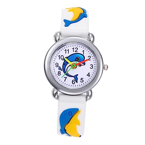 UKCOCO Kinderuhr Freizeituhr Für Kinder Cartoon-Armbanduhr Gürteluhr Für Kinder Cartoon-Delphin-Uhr Kinder Armbanduhr Für Kinder Ansehen Legierung Weiß Karikatur Junge Mädchen Schüler von UKCOCO