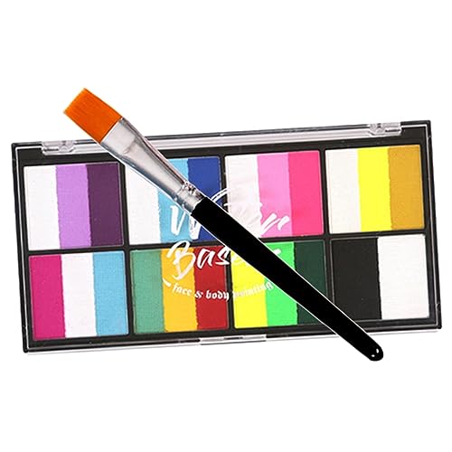 UKCOCO Körperfarbe Pigment Satz 8 Farben Wasserlöslich Für Gesichts Und Körperbemalung Abwaschbare Farbe Für Karneval Halloween Fußballfans Mit Pinsel Für Erwachsene Und Kinder von UKCOCO