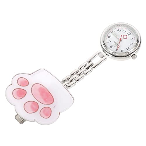 UKCOCO Uhr Schwesternuhr Fob Uhr Katze Pfote Taschenuhr Quarzuhr Clip On Ansteckuhr Brosche UhrH?ngeuhr Pflegeuhr für Pflege Arzt Student Damen von UKCOCO