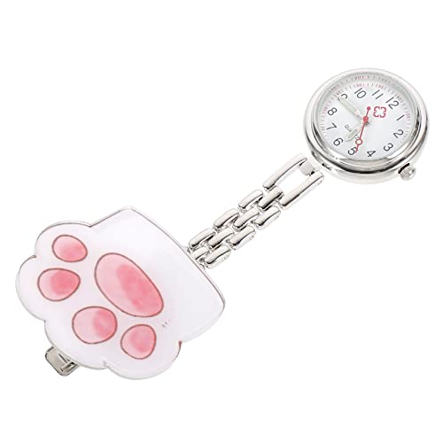 UKCOCO Taschenuhr Uhr Schwesternuhr Fob Uhr Katze Pfote Quarzuhr Clip On Ansteckuhr Brosche UhrH?ngeuhr Pflegeuhr für Pflege Arzt Student Damen von UKCOCO