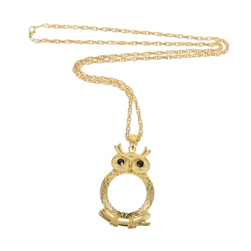 UKCOCO Leselupe Halskette Damen Eulenanhänger Goldfarben Vergrößerungslupe Schmuck Langes für Lesen Inspektion Handwerk UKCOCO Leselupe Halskette Damen Eulenanhänger Goldfarben Vergrößerungslupe Schmuck Langes für Lesen Inspektion Handwerk von UKCOCO
