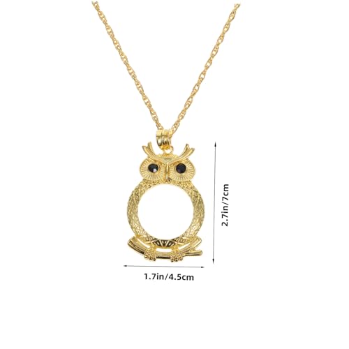 UKCOCO Leselupe Halskette mit Eulenanhänger Vintage Metall Vergrößerungsglas Schmuck für Damen Leseglas und Modisches Accessoire für Geburtstag und Valentinstag von UKCOCO