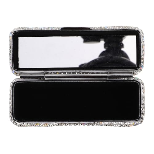 UKCOCO Lippenstifthalter Aus Metall Und Glas Mit Spiegel Tragbares Lippenstiftetui Mit Strasssteinen Für Damen Lipgloss-aufbewahrungsbox Für Make-up-Organizer von UKCOCO