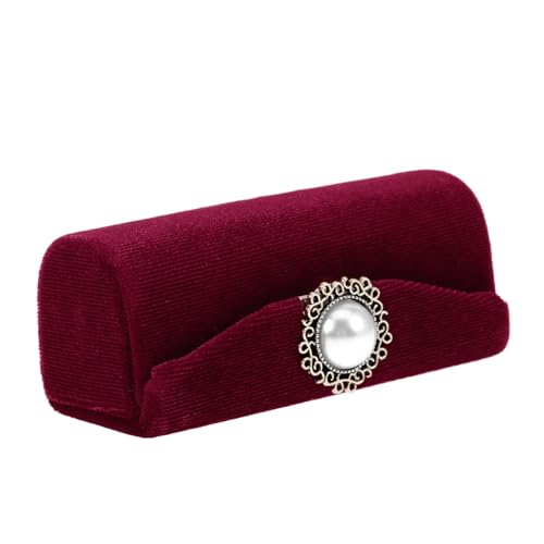 UKCOCO Lipstick Case für Damen Tragbarer Lippenstifthalter mit Integriertem Spiegel Samtweiches Vintage Design in Weinrot Kompakte Kosmetik Aufbewahrungsbox für Reisen und Alltag von UKCOCO