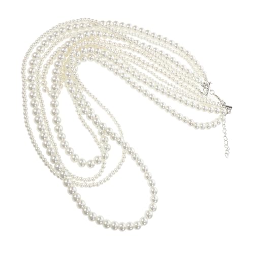 UKCOCO Mehrschichtige Lange Perlenhalskette Damen Vintage Imitat Glasperlen Mehrlagige Schmuckkette für Pullover Vielseitiges Party und Alltagsaccessoire Eleganter Chic von UKCOCO