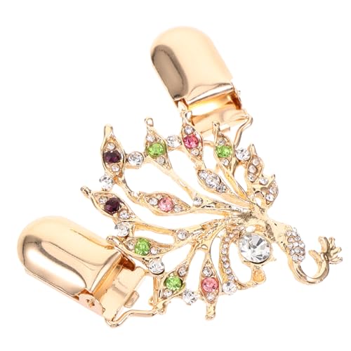 UKCOCO Metall Schalclip mit Pfauenmotiv Strickjackenverschluss mit Funkelnden Strasssteinen Unisex Pullover Clip Dekorativer und Praktischer Kleider und Schalhalter für Damen und Herren von UKCOCO