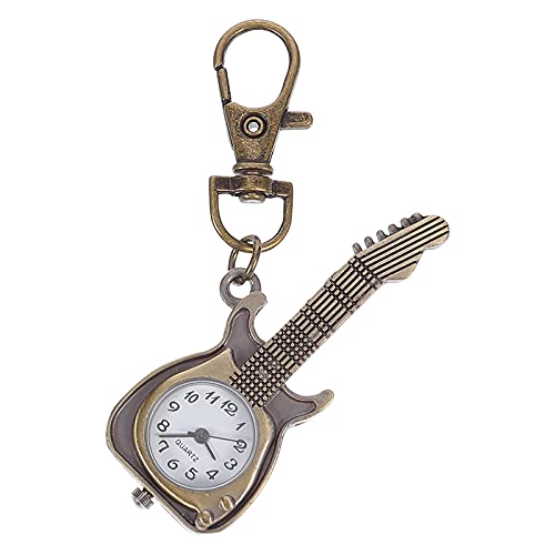 UKCOCO Retro Taschenuhr Im Gitarren-Design Elegante Schlüsselanhänger-taschenuhr Aus Hochwertigem Quarz Mit Glasoberfläche Für Frauen Und Männer Als Für Musikliebhaber Und Besondere von UKCOCO
