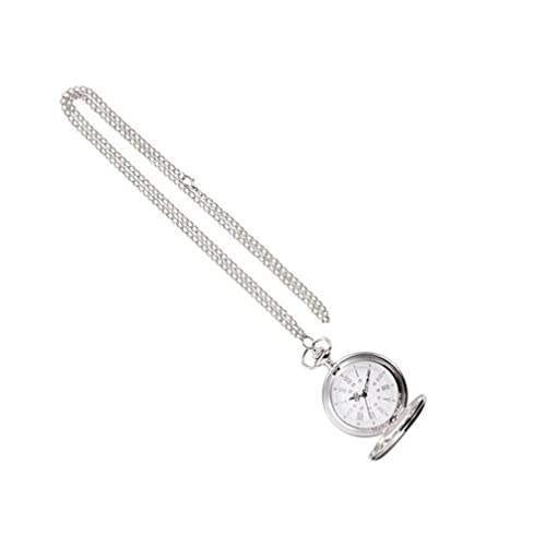UKCOCO Große Retro Uhr Frauen Mode Glatte Quarz Taschenuhr Silber Kette Roman von UKCOCO