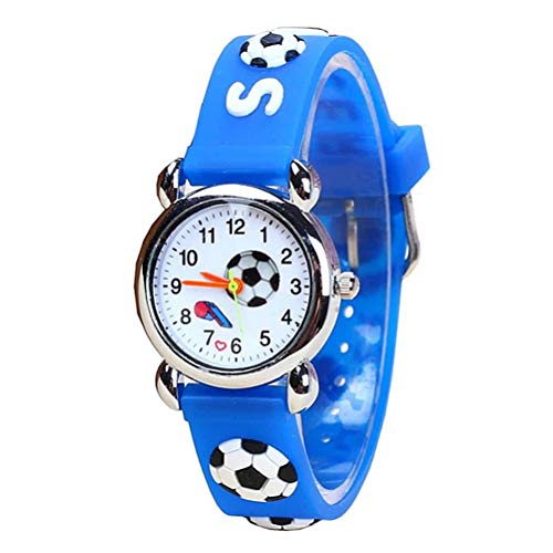 UKCOCO Kinderuhr Jungengeschenkuhr Junge Armbanduhr Kinder Fußballuhr Kinderarmbanduhr Kinder Gummi Uhr Fußball Party Gefälligkeiten Kinderfußballuhr Kindersportuhr Fußball Uhr Gelee 3D von UKCOCO