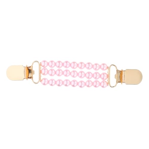 UKCOCO Perlen Strickjackenclip mit Kette Damen Cardigan Clip Exposure Brosche für Pullover Schals Kleider Eleganter Schmuck Rosa von UKCOCO