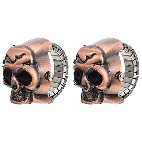 UKCOCO Punk-Schmuck Ring 2Pcs Sch? Finger Uhr Vintage Clamshell Ring Uhren Spooky Mode Quarzuhr Schmuck für Halloween Thema Geschenk Halloween-Schmuck Fingerring von UKCOCO