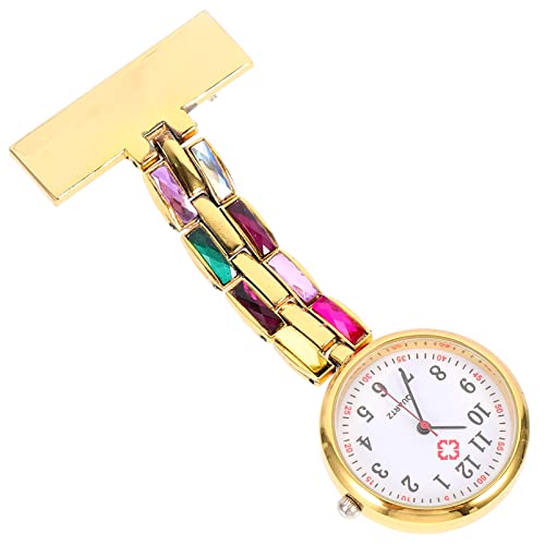 UKCOCO Quarzuhr Hängend Uhr Brosche Ansteckuhr Taschenuhr: Golden Legierung Anstecknadel Uhr Vintage Geschenk Für ?rzte Krankenschwestern Sanit? Krankenpfleger Student Studentenuhr von UKCOCO
