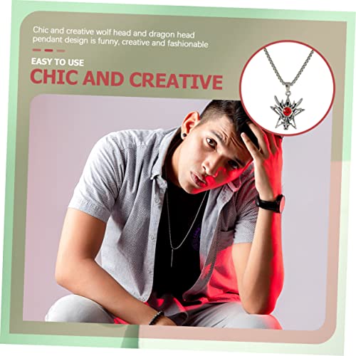UKCOCO Retro Gothic Punk Halskette Herren Dragon Head Anhänger mit Strass Gliederkette als Stylische Männer Maillotschmuck für Besondere Anlässe von UKCOCO