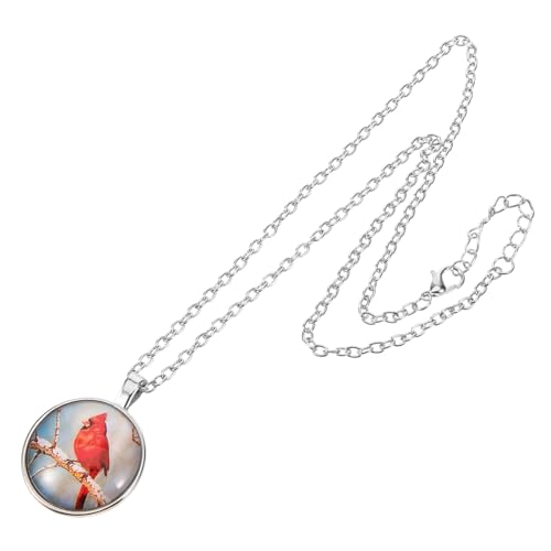 UKCOCO Retro Halskette Damen mit Cardinal Anhänger Langlebiges Legierungsmaterial Vielseitig Kombinierbar Modischer Schmuck für Pullover und Winteroutfits Einzigartiges Design für Frauen von UKCOCO