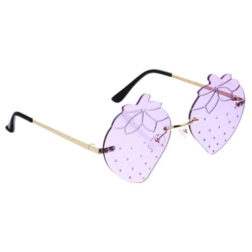 UKCOCO Rimless Party Sonnenbrille Erdbeerform Lustige Brille PC für Damen Herren Fotorequisit und Festival Zubehör Hellviolett UKCOCO Rimless Party Sonnenbrille Erdbeerform Lustige Brille PC für Damen Herren Fotorequisit und Festival Zubehör Hellviolett von UKCOCO