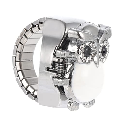 UKCOCO Ringuhr Finger Ornament Eule Muster Finger Uhr Reloj Deportivo para Hombre Reloj Deportivo para Mujer Uhr Mit Eulenring Festgeschenk Aushöhlen Fräulein Zinklegierung Weiß Abgeben von UKCOCO