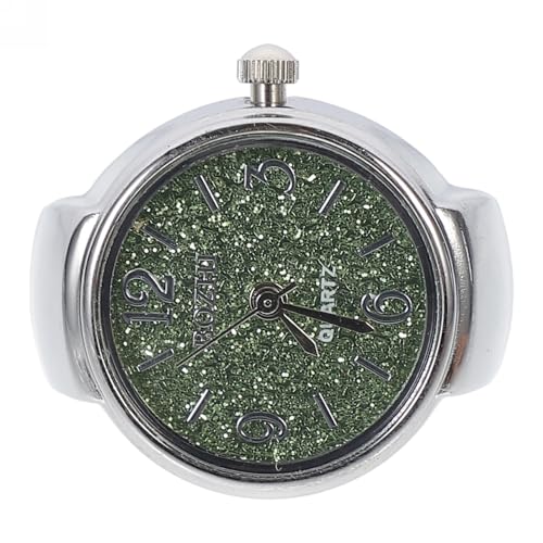 UKCOCO Ringuhr - Fingeruhr Rund Analog Quarz Legierung Ring Watch Ring Finger Digital Finger Uhr Herren Damen Verstellbar Ring Uhr Hellgrün von UKCOCO