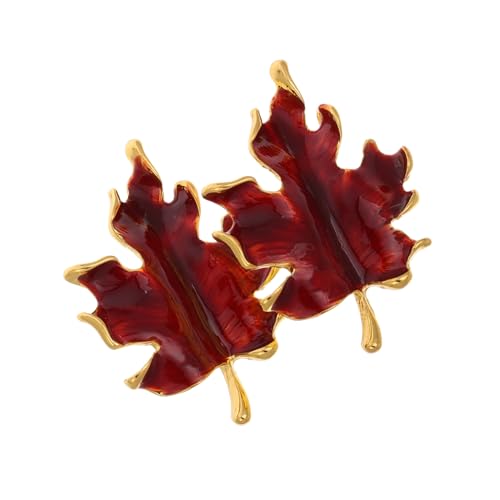 UKCOCO Rote Ahornblatt Ohrstecker Damen Herbst Ohrringe aus Robustem Zinklegierung Ahornblatt Form Vielseitiger Schmuck für Alltag und Thanksgiving Modisches Accessoire für Frauen von UKCOCO