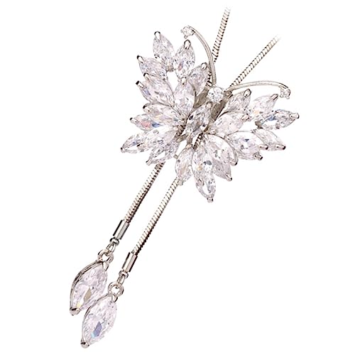 UKCOCO Schmetterling Kette für Frauen Lange Verstellbare Pulloverkette mit Zirkonia Anhänger Modischer Schmuck für Alltag und Besondere Anlässe Stylische Halskette Passend zu Mantel und von UKCOCO