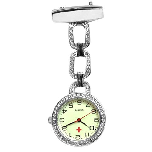 1 STK Uhr Silber Hängende Taschenuhr Hängende Uhr Retro-Uhr Retro-Strass-Uhr Medizinisch Leuchtende Uhr von UKCOCO