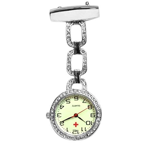 UKCOCO 1stück Retro Rhinestone Nachtlichter Quarz Taschenuhr Mit Silberner Aufhängung Kreative Tragbare Designuhr Für Und von UKCOCO