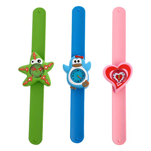 UKCOCO 3st Zeichentrickuhr Für Kinder Schöne Uhr Weihnachtsklatschuhr Kinder Uhrenarmband Silikonarmbänder Klopfende Uhr Ohrfeigenuhr Silikon Slap Uhr Tier Karikatur Schüler Kieselgel von UKCOCO