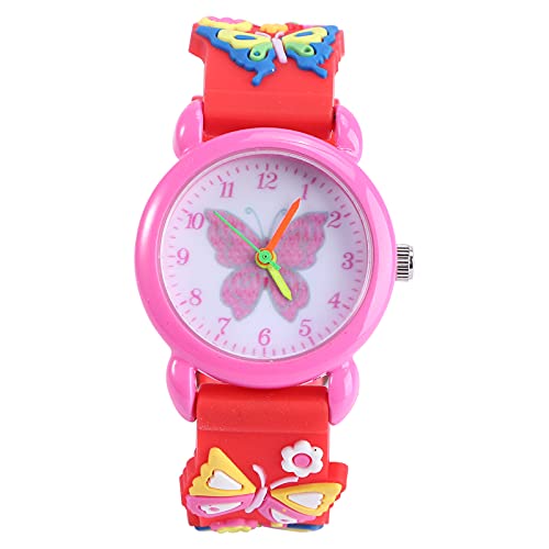 UKCOCO Stilvolle Uhr Kinderquarzuhr Schöne Muster Watch Cartoon Quarzuhr Geburtstagsgeschenk Favor Unisex Quarzuhr für Jungen Mädchen Rosy+ Zufällige Farbuhr Lünette von UKCOCO