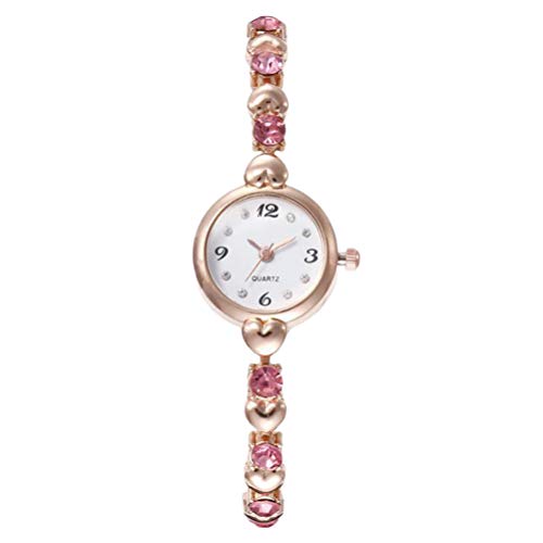 UKCOCO Stilvolle Uhr Mode All- Match- Uhren Einfache Armbanduhr Stilvolle Quarzuhr Geburtstagsgeschenk für Frauen (Pink) von UKCOCO