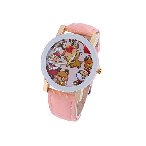 UKCOCO Stilvolle Uhr Silikon Freizeituhr Modische Freizeit Armbanduhr Santa Claus Patterns Watch Casual Women Watch Pink von UKCOCO