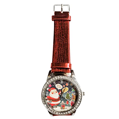 UKCOCO Stilvolle Uhr Weihnachtsuhr Santa Claus Pattern Watch Strass Diamond Lovers Watch von UKCOCO