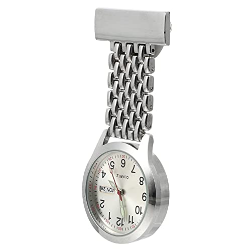 UKCOCO Silberne Krankenschwesteruhr Taschenuhr FOB Watch: Uhr Clip Uhr Revers Uhr Schwester FOB Watch für 2022 Arztpraxis Studenten Geschenke Partei Favor Supplies von UKCOCO