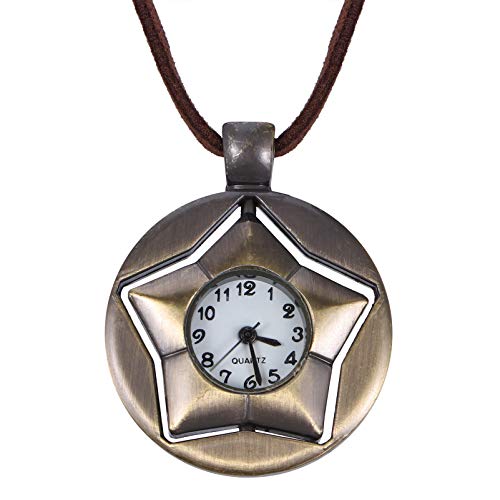 UKCOCO 360-grad-drehuhr Halskette Mit Taschenuhr Papa Geburtstagsgeschenke Gravierte Tasche Taschenuhr Römische Ziffern Vintage-Halskette Kettenuhr Quarzuhren Metall Pentagramm Rotieren von UKCOCO