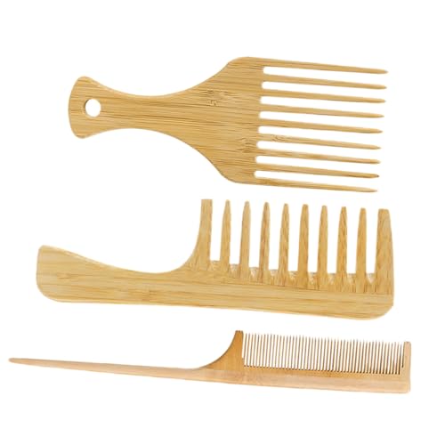 UKCOCO Teiliges Herren Haarstyling aus Natürlichem Bambus Langlebige Friseurkämme mit Feiner und Breiter Zahnung Ergonomisch Geformt für Sanftes Entwirren und Präzises Styling bei Allen von UKCOCO