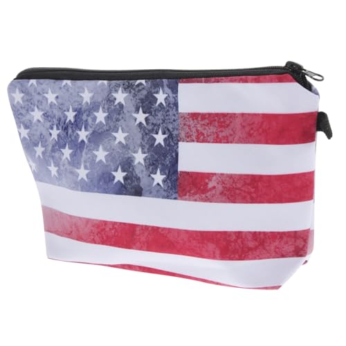 UKCOCO Tragbare Kosmetiktasche mit Amerikanischer Flagge Digitaldruck Haushalts Make Up und Federmäppchen Langlebig Polyester für Aufbewahrung und von UKCOCO