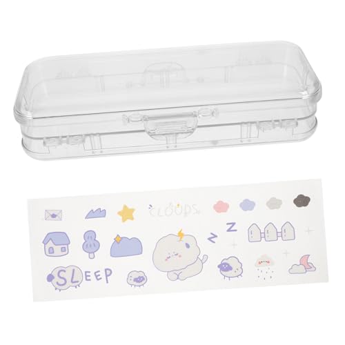 UKCOCO Transparente Große Kunststoff Stiftebox mit Doppeltem Fach und Trennwand Vielseitiger Organizer für Bleistifte Marker Stifte und Schreibwaren für Schule und Büro von UKCOCO